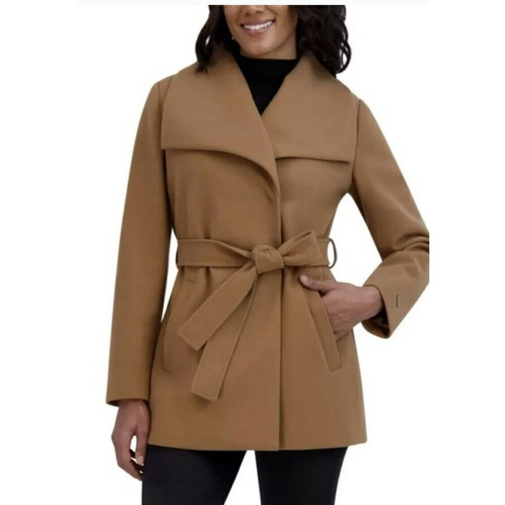 Tahari XS Tan Water-Resistant Snap Closure Belted Coat NWT